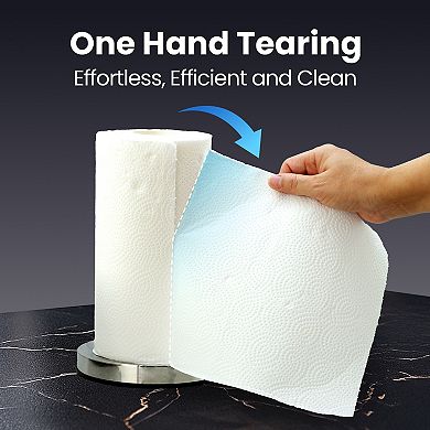 One-hand paper towel holder, adjustable, foldable stainless stand, anti-slip, space-saving