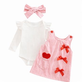 Baby Girls Valentine's Day Corduroy Heart Pinafore Set