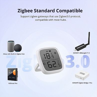 Smart White LCD Temperature and Humidity Sensor with App Control, Data Storage, and Alerts