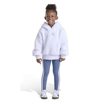 Girls 4-6x adidas 2 pc Long Sleeve Hooded Sherpa Pullover & Leggings Set in Regular & Plus Sizes