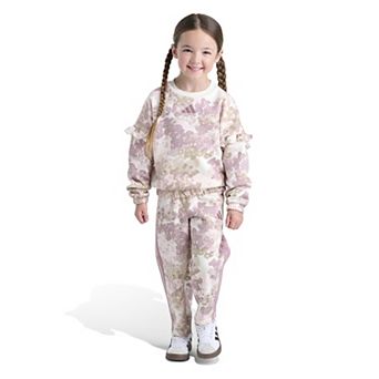 Toddler Girl adidas 2 pc Long Sleeve Printed Flutter Sleeve Pullover Sweatshirt & Pant Set