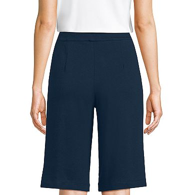 Petite Lands' End Sport Knit High Rise Pleated 12-Inch Bermuda Shorts