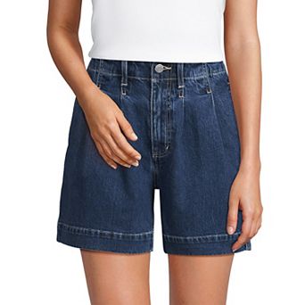 Women's Lands' End Soft Denim High Rise Pleated Trouser Shorts