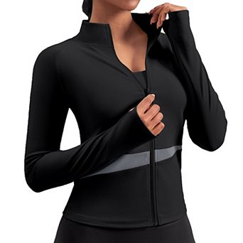 Women's Color Blocked Slim Fit Sports Top Long Sleeved Fitness Suit