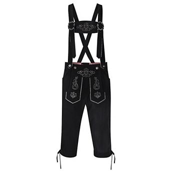 Men German Bavarian Oktoberfest Leather Trousers Costume Overalls Suspenders Pants