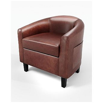 Accent Chairs Faux Leather Chairs Barrel Club Chairs Comfy Living Room Chairs with Sturdy Legs