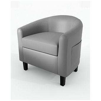 Accent Chairs Faux Leather Chairs Barrel Club Chairs Comfy Living Room Chairs with Sturdy Legs