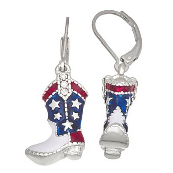 Napier Silver Tone Americana Boots Drop Earrings