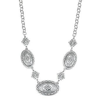 Napier Silver Tone Floral Collar Necklace