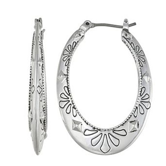 Napier Silver Tone Casual Classics Hoop Earrings