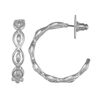 Napier Silver Tone 30mm C-Hoop Earrings