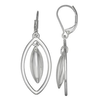 Napier Silver Tone Marquise Spin Orbital Drop Earrings