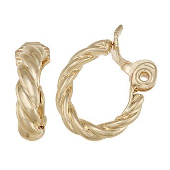Napier Gold Tone Twisted Hoop Clip-On Earrings
