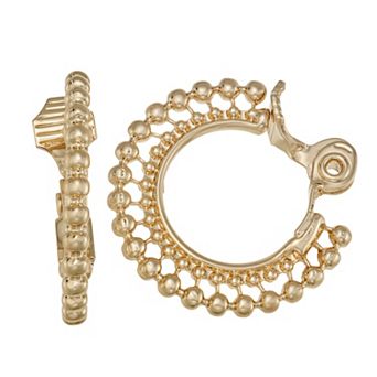 Napier Gold Tone Beaded Hoop Clip-On Earrings