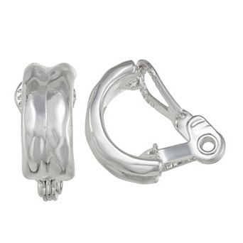 Napier Silver Tone Sculpted Hoop Clip-On Earrings