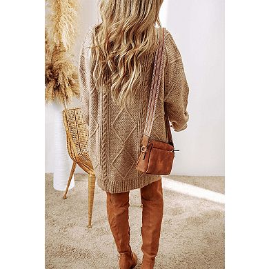 Cable Knit Drop Shoulder Loose Fit Sweater Dress