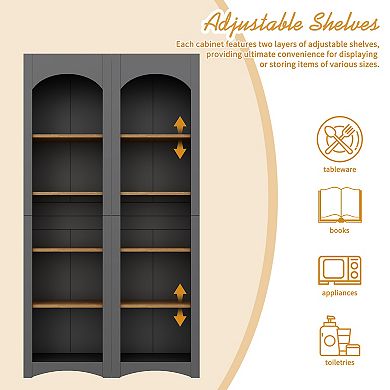 Whisen Free Standing 5 Tier Bookshelves, Bookcases Set, Storage Cabinet with Adjustable Shelves
