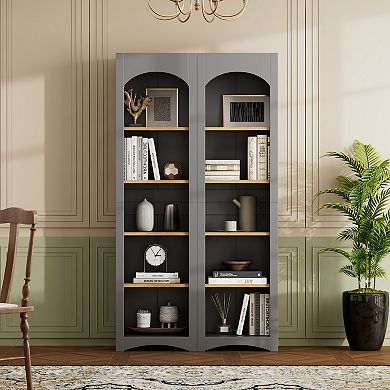 Whisen Free Standing 5 Tier Bookshelves, Bookcases Set, Storage Cabinet with Adjustable Shelves