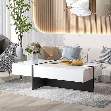 Whisen Contemporary Rectangle Gloss Surface Cocktail Table, Coffee Table