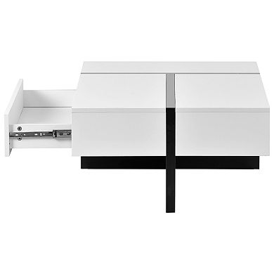 Whisen Contemporary Rectangle Gloss Surface Cocktail Table, Coffee Table