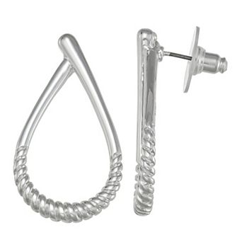 Napier Silver-Tone Long Oval Drop Earrings