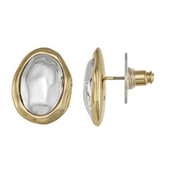 Napier Two-Tone Oval Stud Earrings