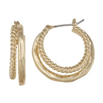 Napier Gold-Tone Textured Hoop Earrings