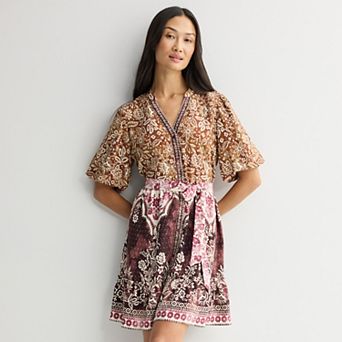 Women's 5th + Madison Edit Short Puff Sleeve Tiered Shirtdress