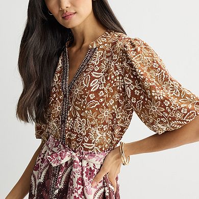 Women's 5th + Madison Edit Short Puff Sleeve Tiered Shirtdress