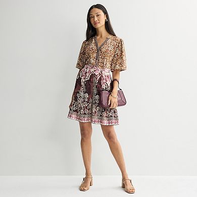 Women's 5th + Madison Edit Short Puff Sleeve Tiered Shirtdress