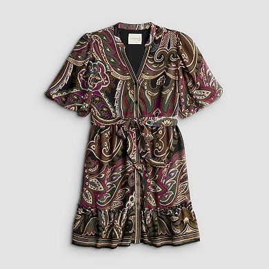 Women's 5th + Madison Edit Short Puff Sleeve Chiffon Tiered Shirtdress
