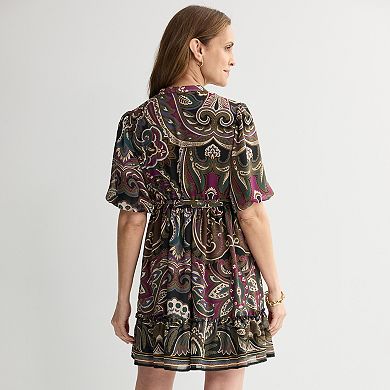 Women's 5th + Madison Edit Short Puff Sleeve Chiffon Tiered Shirtdress
