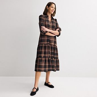 Women's 5th & Madison Edit 3/4 Sleeve Ruffle Tiered Dress