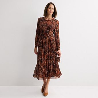 Women's Sandra Darren Long Sleeve Dress with Sash