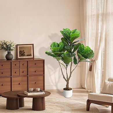 ANIXOL Artificial Fiddle Leaf Fig & Rubber Plant in Pot