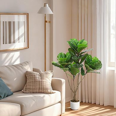 ANIXOL Artificial Fiddle Leaf Fig & Rubber Plant in Pot