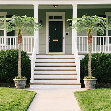 ANIXOL Set of 2 Tall Artificial Palm Trees with Thick Trunks