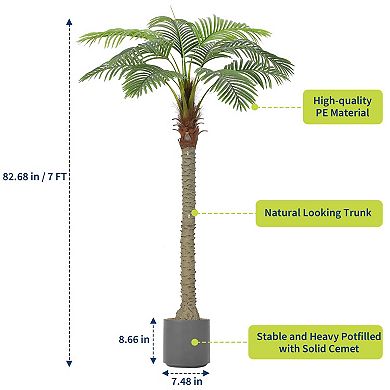 ANIXOL Set of 2 Tall Artificial Palm Trees with Thick Trunks