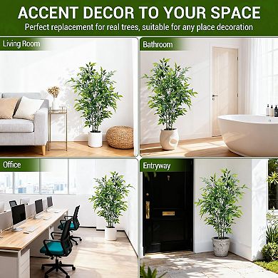 ANIXOL Artificial Ficus Tree with White Planter