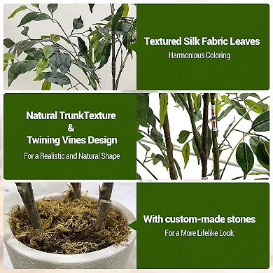 ANIXOL Artificial Ficus Tree with White Planter