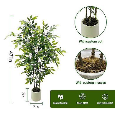 ANIXOL Artificial Ficus Tree with White Planter