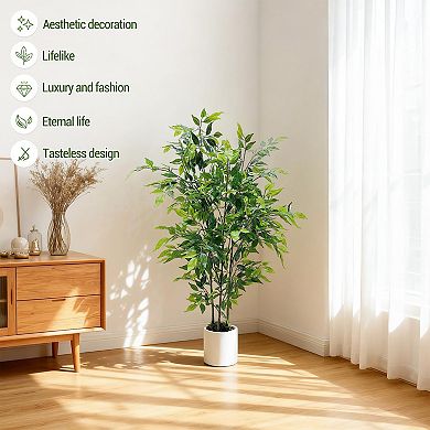 ANIXOL Artificial Ficus Tree with White Planter