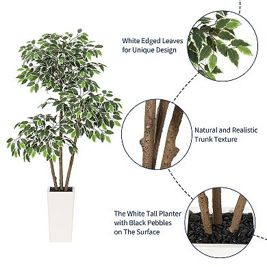 ANIXOL Artificial Ficus Tree with White Tall Planter