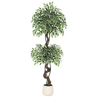 ANIXOL Artificial Ficus Tree with White-Edged Leaves