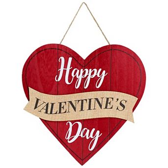 Happy Valentine's Day Wooden Heart Sign for Door, Wall, Porch & Window Decor