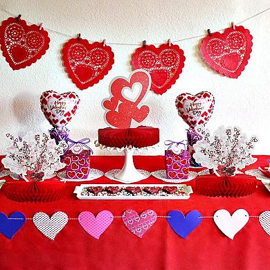 8pc Red Heart Paper Honeycomb Table Centerpieces for Valentine's Day & Anniversaries