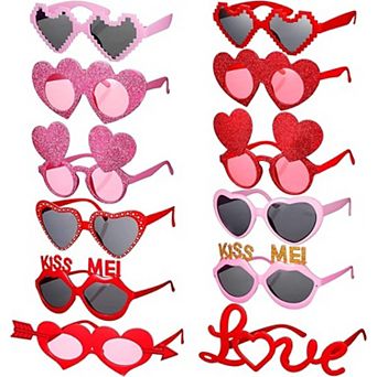 12 pc Valentine's Day Heart Sunglasses Set, Party Eyeglasses for Kids & Favors