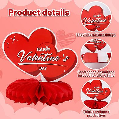 10pc Valentine's Day Pink Heart Honeycomb Table Centerpieces