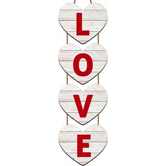 Valentine's Heart Wood Hanging Sign for Door & Wall Decor