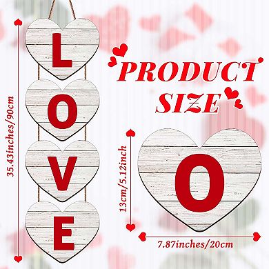 Valentine's Heart Wood Hanging Sign for Door & Wall Decor